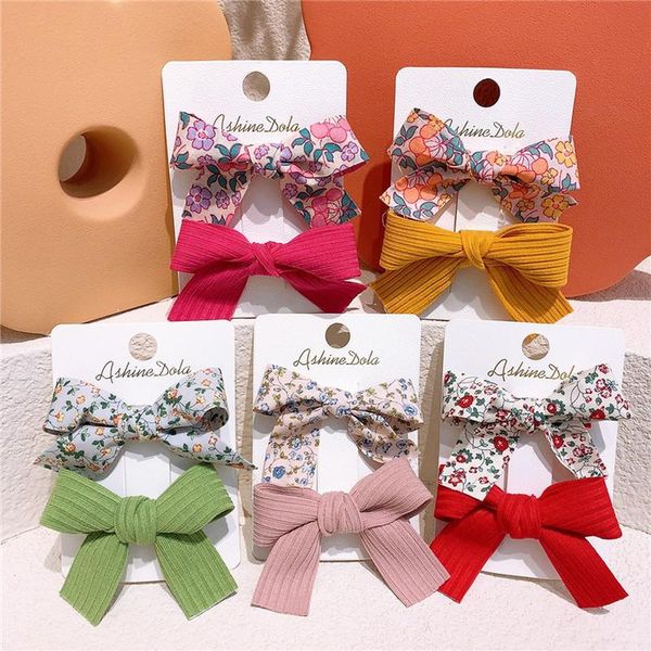 

hair accessories 2021 korean sweet girl simple small fresh floral fabric hairpin fashion children's stripe bow duckbill clip, Slivery;white
