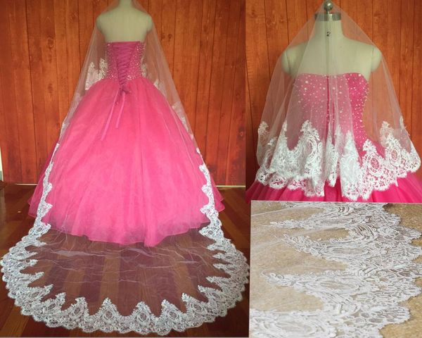 

bridal veils lace edge 106 inches wedding long chapel length veil, Black