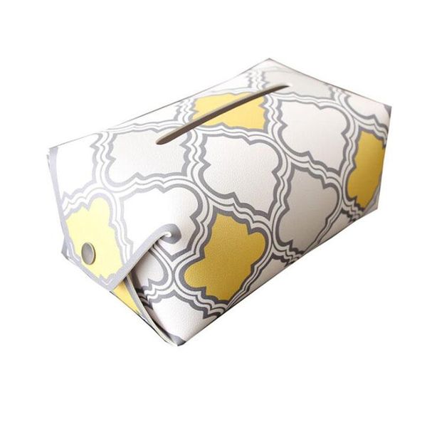 

tissue boxes & napkins napkin holder yellow white color storage bag home decor household geometry pattern leather removable case