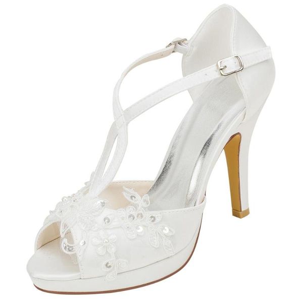 

dress shoes peep toe white satin sequin laced wedding heels prom pumps, Black