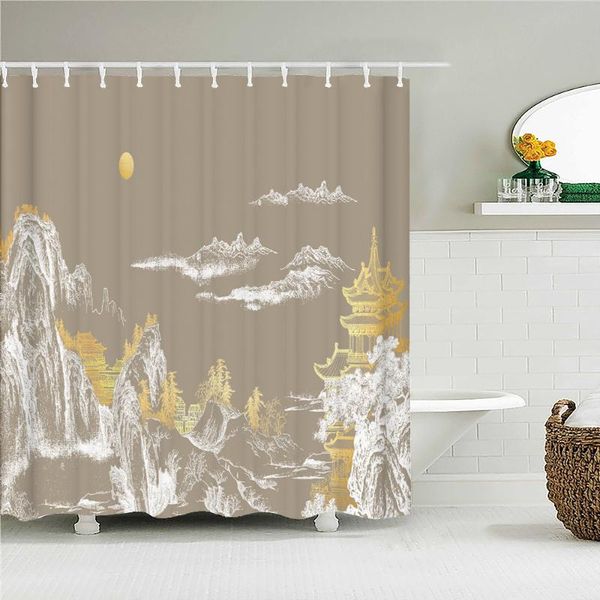 

shower curtains chinese plants flower bird landscape fabric curtain waterproof printing bath for bathroom decorate with 12 hooks