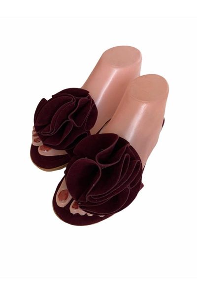 

slippers luxury front with rose lady slipper, Black