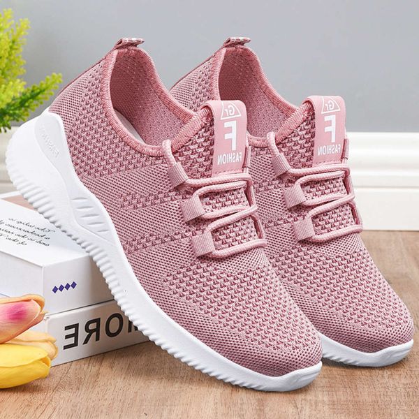 

casual shoes women's shoes 2021 new women's flying mesh casual soft soled leisure sports, Black