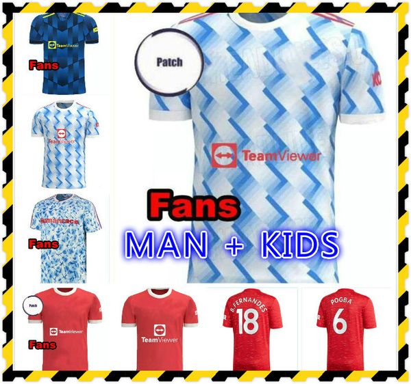 

manchester 2021 2022 soccer jerseys united cavani utd van de beek b. fernandes rashford football shirt 21 22 man + kids kit humanrace fourth, Black;yellow