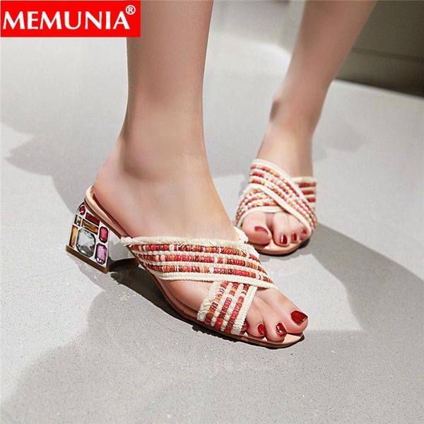 

summer sandals slingback square high heels shoes crystal elegant women comfortable wome big size, Black