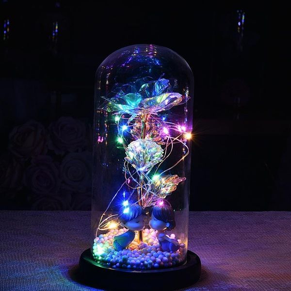 

party favor 2021 24k gold foil flower with fairy string lights in dome led enchanted galaxy rose eternal for valentine's day christmas