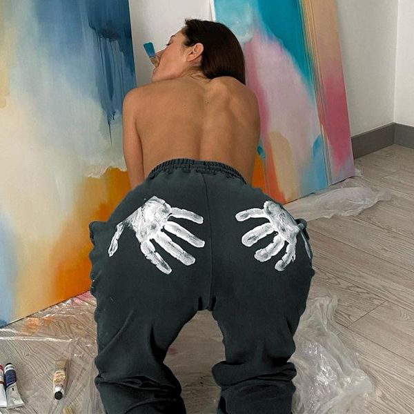 

women's pants & capris palm graffiti printed sweatpants casual high waisted graphic y2k streetwear women jogging trousers, Black;white