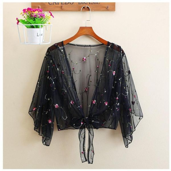 

women shirts fashion womens ladies casual full long sleeve floral blouses cover up beach style summer mesh short top, White
