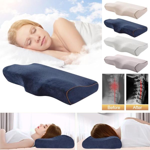 

pillow 50x30cm memory foam butterfly shaped bedding pad relax neck protection orthopedic slow rebound cervical for health care