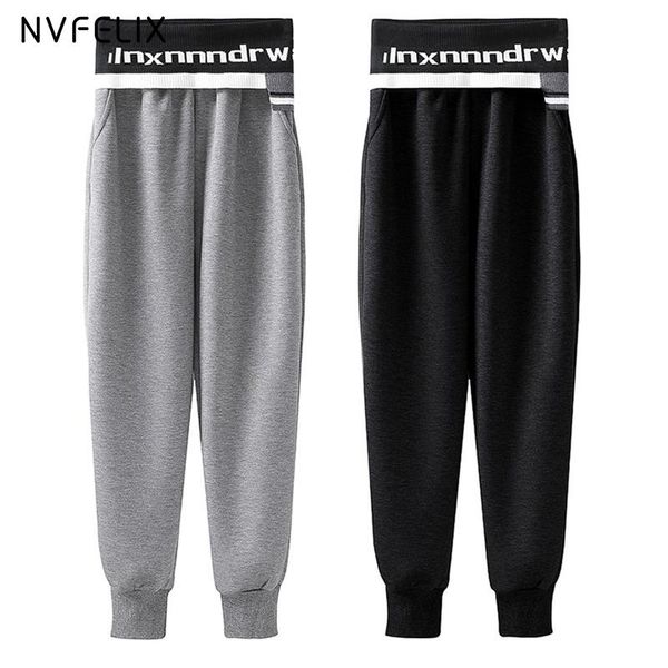 

women's pants & capris women high waist letter printed autumn vintage casual korean streetwear tracksuit leisure traf elastic cotton tr, Black;white