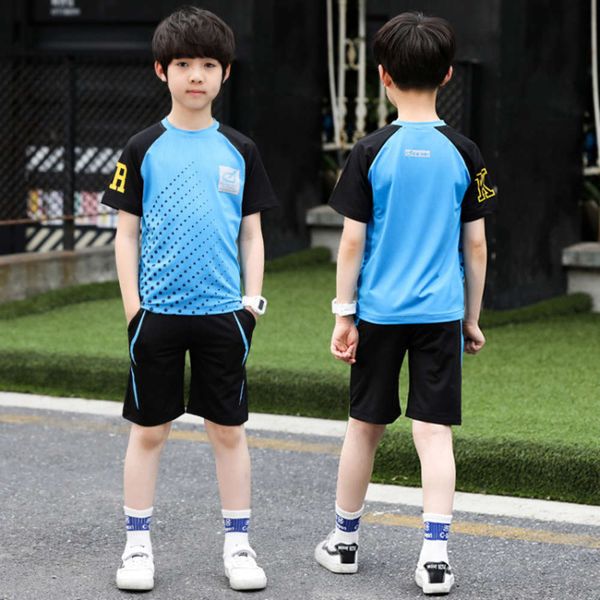 

summer children's wear boys' short sleeve thin letter sports suit, White