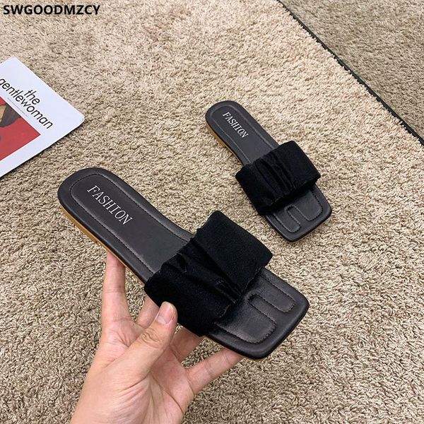

slippers slides women designer summer 2021 woman beach shoes ladies luxury zapatos mujer, Black