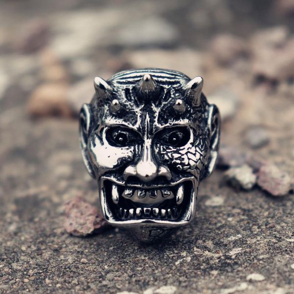 

cool men troll 316l stainless steel ring devil demon biker rings unique gothic skull jewelry cluster, Golden;silver