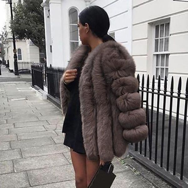 

women's fur & faux coat women nice winter plus size elegant thick warm outerwear fake jacket furry long sleeve 8m35, Black