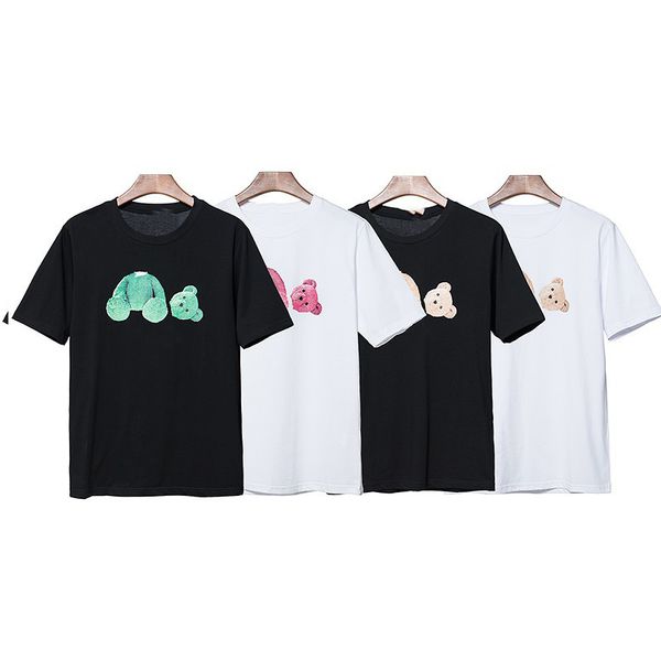 

brand t shirt 21ss mens women teddy bear printed t-shirts black white tee men womens palm short sleeve tees designer, White;black