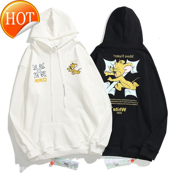 

quality cartoon off high new cat and mouse jerry hoodie in autumn winter 2021, Black