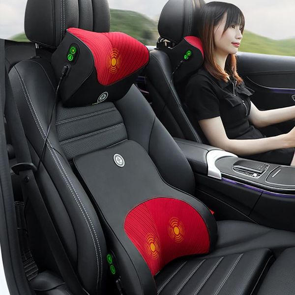 

seat cushions car neck massage pillow lumbar support cushion auto travel relax head waist memory foam headrest back