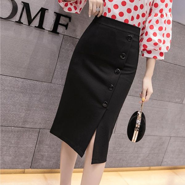 

skirts women 2021 spring autumn female slim formal office lady skirt faldas high waist step pencil saias ol for work e376, Black