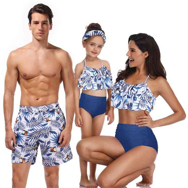 Papai Sonho Swimwear Banho Banho Swimsuits Família Look Bikini Mamãe Me Roupas Mãe e Filha Correspondência Dos Vestidos Dos Vestidos 210417