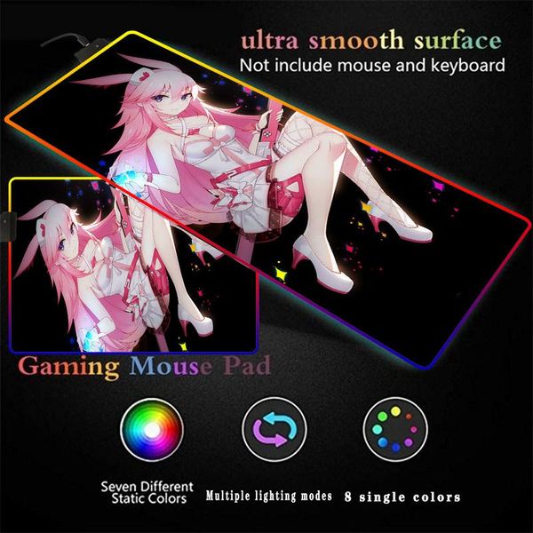 

mouse pads & wrist rests anime girl manga rgb gaming large pad gamer led computer mousepad with backlight carpet for keyboard desk mat