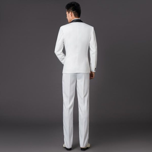 

Men's Suits & Blazers S-3XL clothing slim wedding dress suit the groom married plus size host studio formal costumes CSHA, White;black