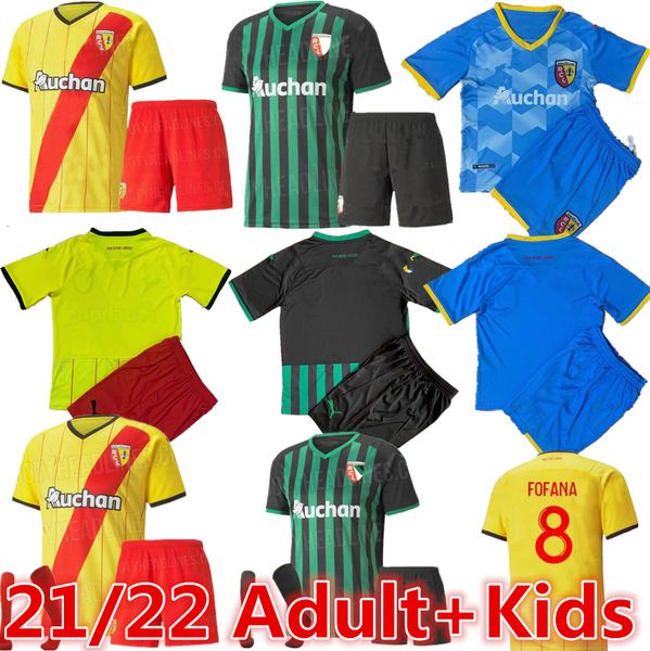 

21/22 maillot lens rc soccer jerseys ganago gradit fortes cahuzac perez 2021 2022 smauricio kakuta equipment jersey men kids kits+socks full, Black;yellow