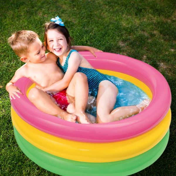 

kids pvc inflatable pools for children round swimming pool three layer toy float bed air mattress & accessories