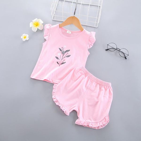 

clothing sets infant girls clothes +shorts pants 2pcs summer kids cute cotton costume children outfit casual home wear 2021, White