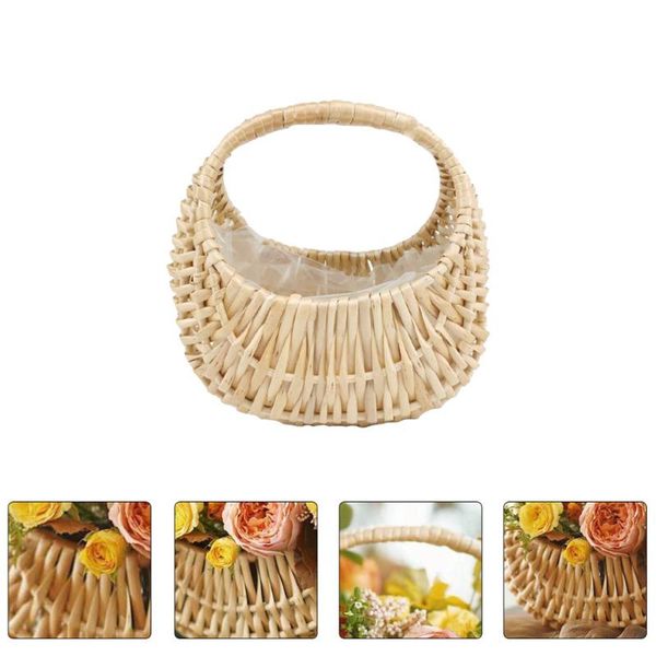 

storage baskets hand-woven flower basket rattan fruit food organizer