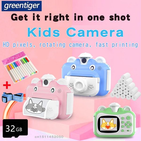 

mini cartoon po camera toys instant print for children gift 1080p hd video portable kids with sd card camcorders