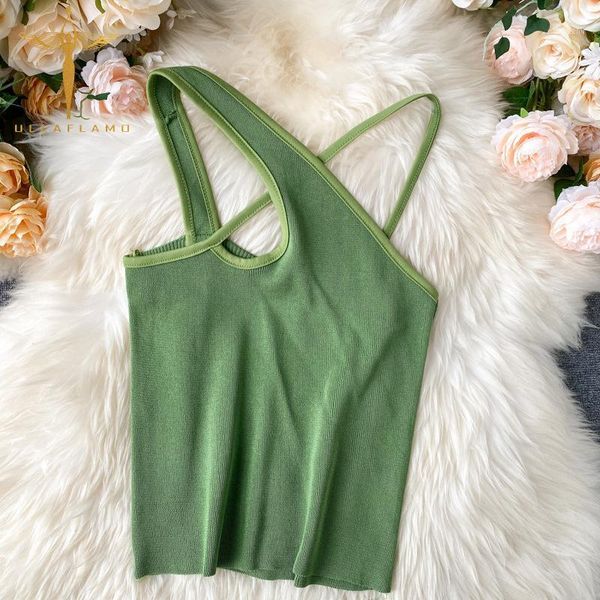 

women's tanks & camis cross slim female camisole summer hollow out streetwear sleeveless crop solid color cotton basic women, White
