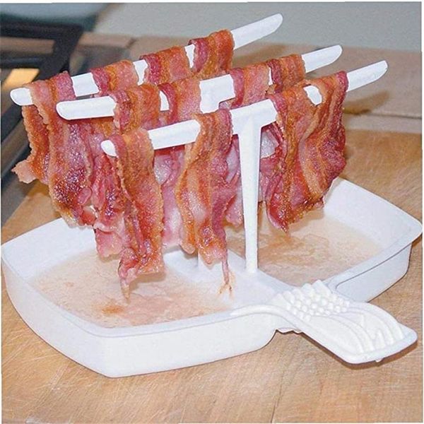 

tools & accessories microwave bacon rack with 3 brackets durable heat resistant reusable easy operation to clean for kitchen ts2