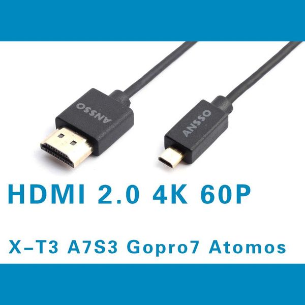 

audio cables & connectors micro to 4k60p xt4 a7 m3 8 atomos digital camera extension cable ultra slim 3.3mm convert 2.0 18gbps