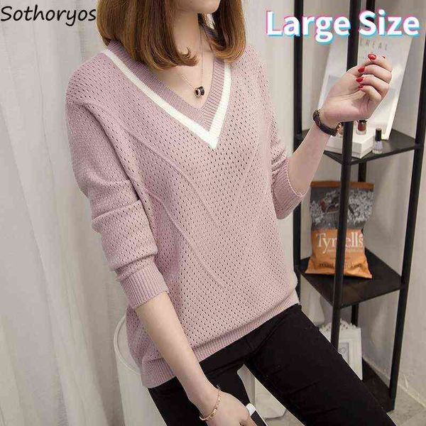 

women v-neck pullovers loose large size -3xl sweater long sleeve basic knit outwear slim elegant ulzzang mori-girl jumper y1110, White;black