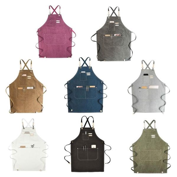 

aprons chef apron cotton canvas cross back adjustable with pockets for women and 19qb