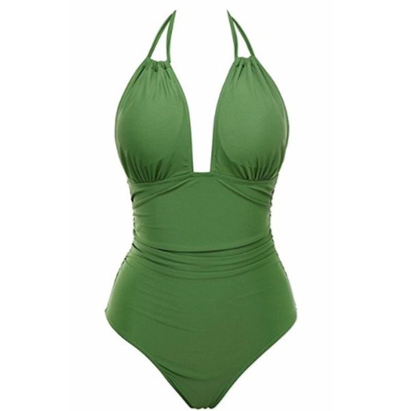 

one-piece suits ladies swimsuit solid color sling strap bikini