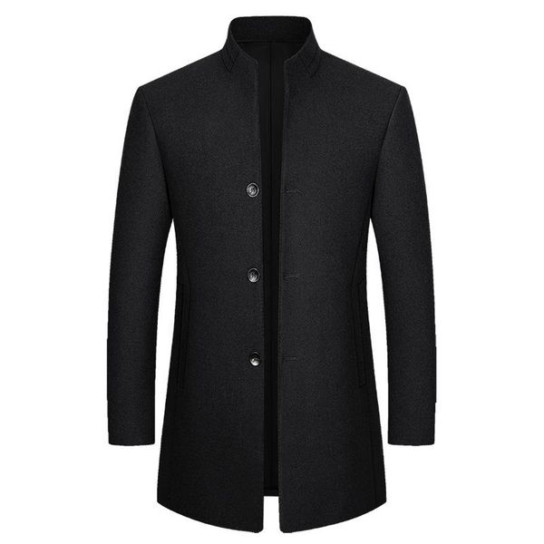 

men's wool & blends 2021 casual good quality manteau en laine homme, Black