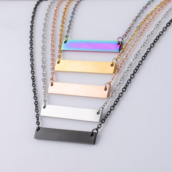 

stainless steel 35mm blank bar necklaces, Silver