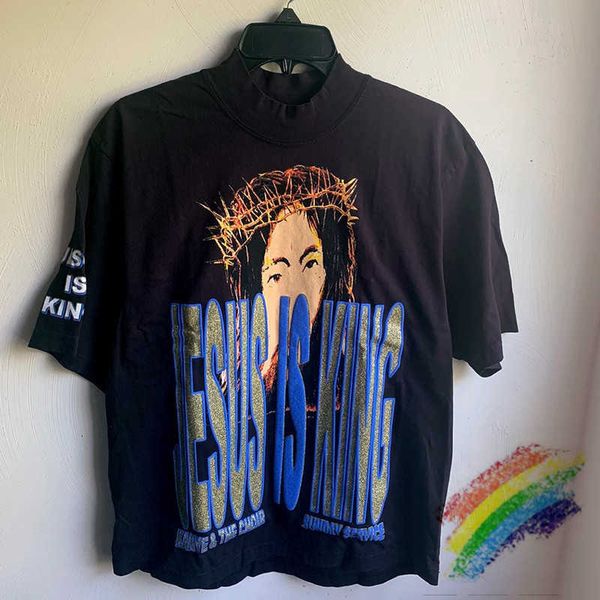 

men's t-shirts t shirts 3d foam oversized awge t-shirts 1:1 trust god kanye west sunday service tee jesus is king t o7vc, White;black