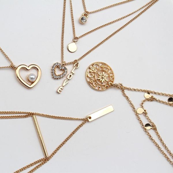 

pendant necklaces heart necklace 2021 fashion pearl jewelry letter of love round zinc alloy link chain rectangular 202114, Silver