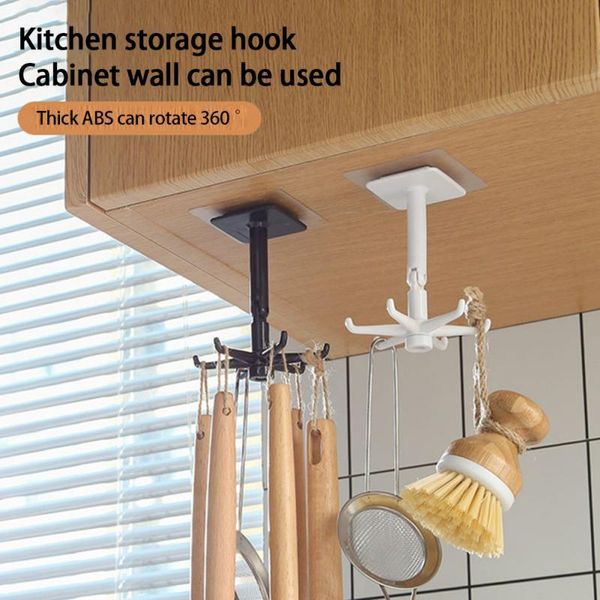 

hooks & rails extended 360 Â° hang hook wall rotating utensil 6-claw holder rotate towel kitchenware cabinet storage organizer