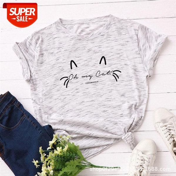 

women's loose round neck short-sleeved cotton t-shirt f02 #qt0z, White