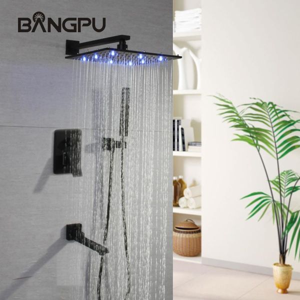 

bathroom shower sets bangpu led system with handheld set rainfall mlitfunction head matter black bross
