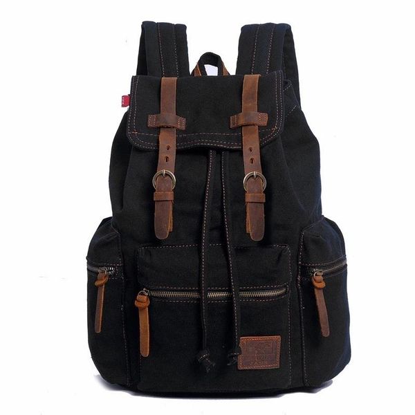 

backpack canvas bags vintage men's double shoulder computer student large capacity travel lapbag