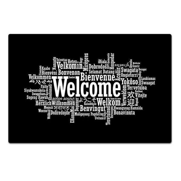 

welcome doormat indoor black flannel fabric white printed non slip floor rug carpet 4 sizes designs hallway entrance door mats carpets