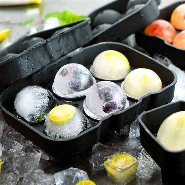 2/4/6 Silicone Ice Ball Mold Spherical Grid Box Quick FreeFeeze Cubo Cozinha Cozinha Fazendo Aparelho 210423