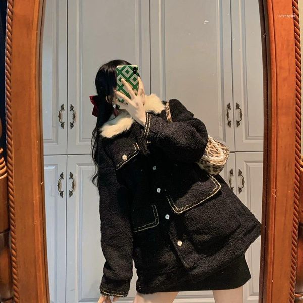 

jacket women winter coat female 2021 small collar padded y2881, Black