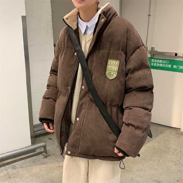 

privathinker corduroy thicken oversize men's winter jacket casual fashion men parka harajuku streetwear branded men padded coat 211129, Black