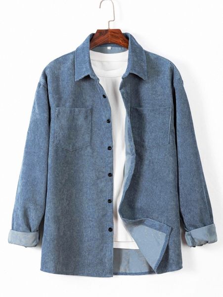 

men pocket patched corduroy shirt without y5mz#, White;black