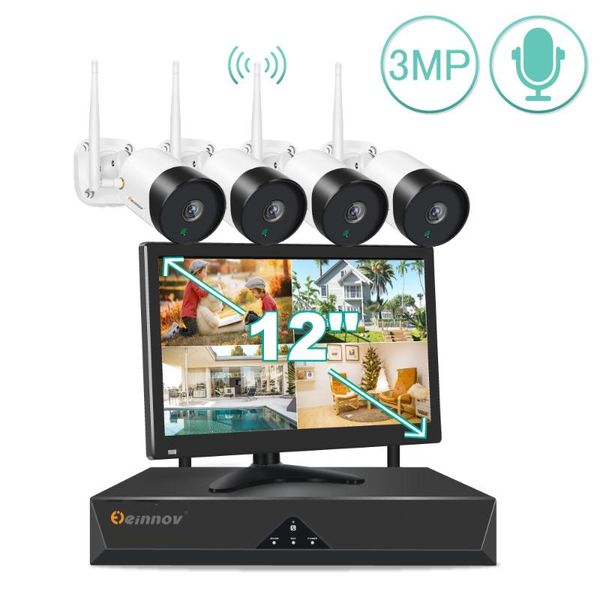 

einnov video ip wifi nvrwith 12inch color lcd screen wireless surveillance cctv baby monitor home outdoor hidden camera kit kits